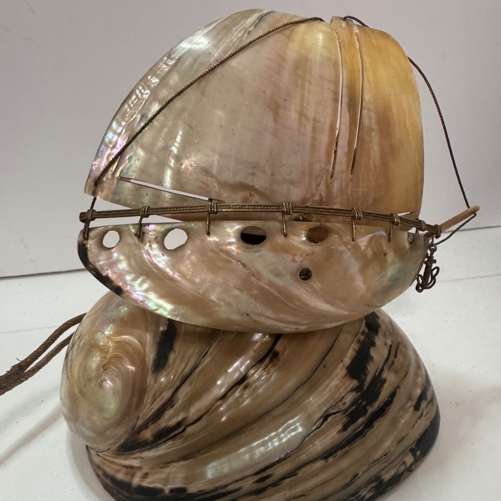 Vintage abalone shell lamp